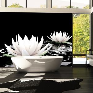 Fototapeta - Water lilies on the abstract surface