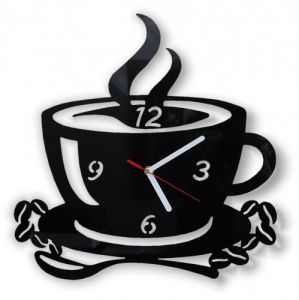 Zegar na ścienny do kuchni COFFEE 3 Czarny Biały