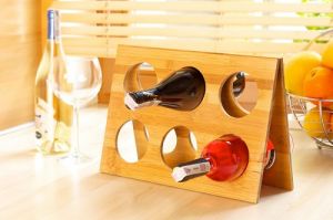 Stojak na wino DESIGN 6 butelek BAMBUS (1)