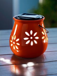 Solarna lampa LED KWIAT pomarańczowa SOLAR