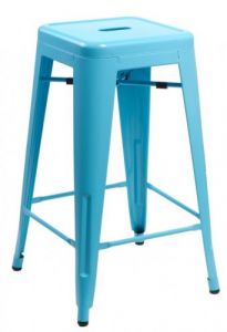 Stołek barowy Paris 66cm niebieski inspirowany Tolix